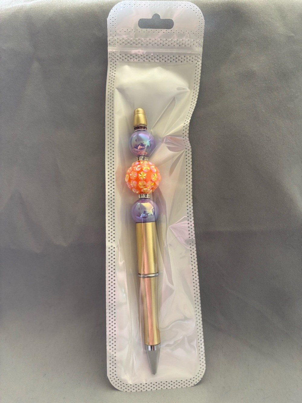 Gold and Purple Beaded Luxury Ballpoint Pen